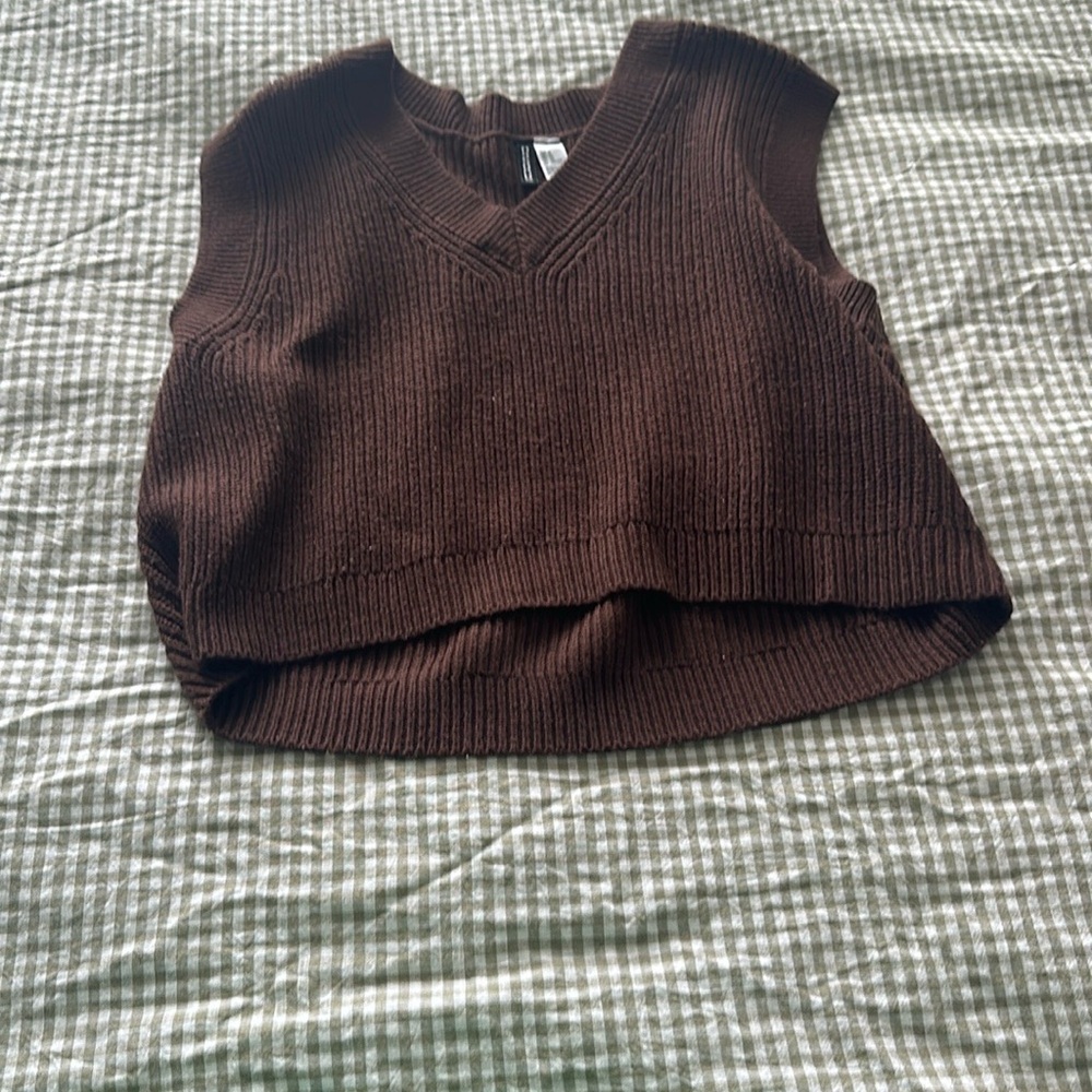 H&M Brown V-Neck Sweater Vest